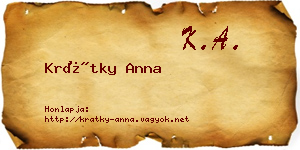 Krátky Anna névjegykártya